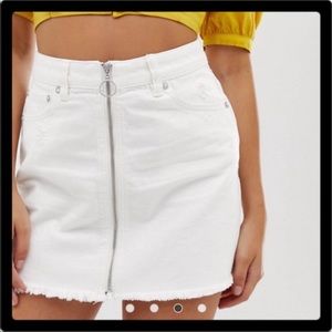 FREE PEOPLE White denim mini skirt